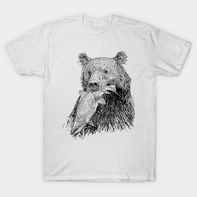 bears eating fish T-Shirt by gupikus